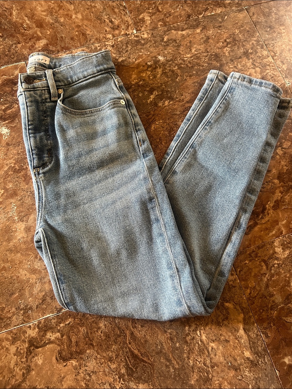 LOFT Light Wash High-Rise Slim Jeans - Light Blue